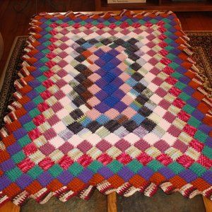 Crochet Knit Baby Afghan Blanket Handmade BEAUTIFUL EUC